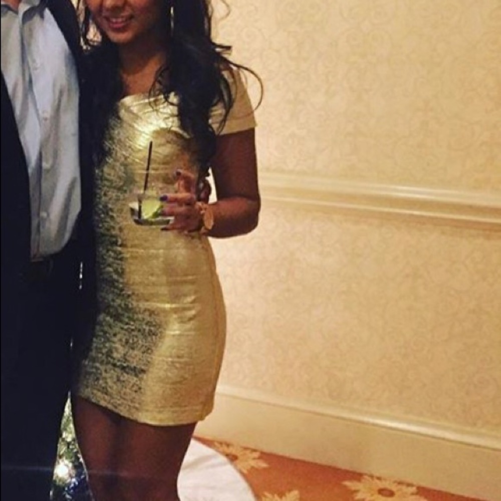 Bebe gold dress